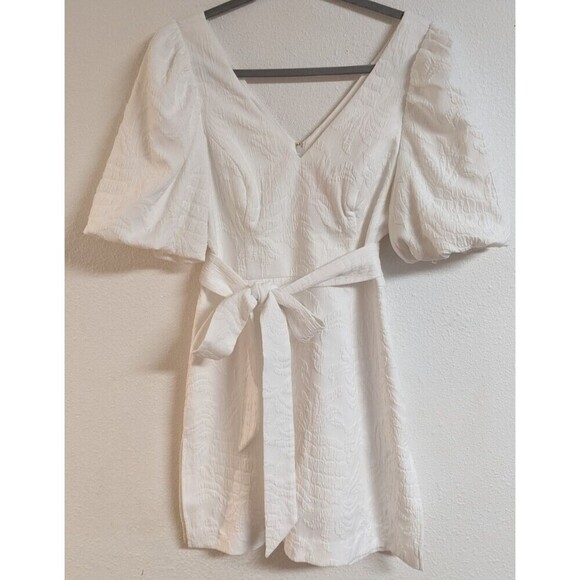 LILLY PULITZER "Kirrabelle" V-Neck Puff Sleeve Skirted Romper Dress Side Slits 4 - Picture 2 of 16